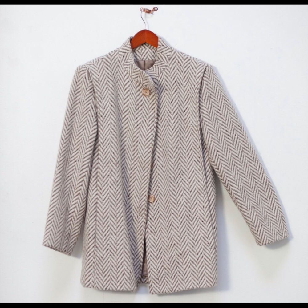 Vintage Herringbone Pea Coat
